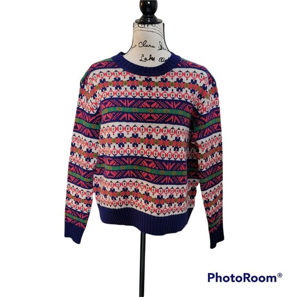 NWT J. Crew Fair Isle 100% Lambs Wool Crewneck Sweater - Size XS - Picture 2 of 11